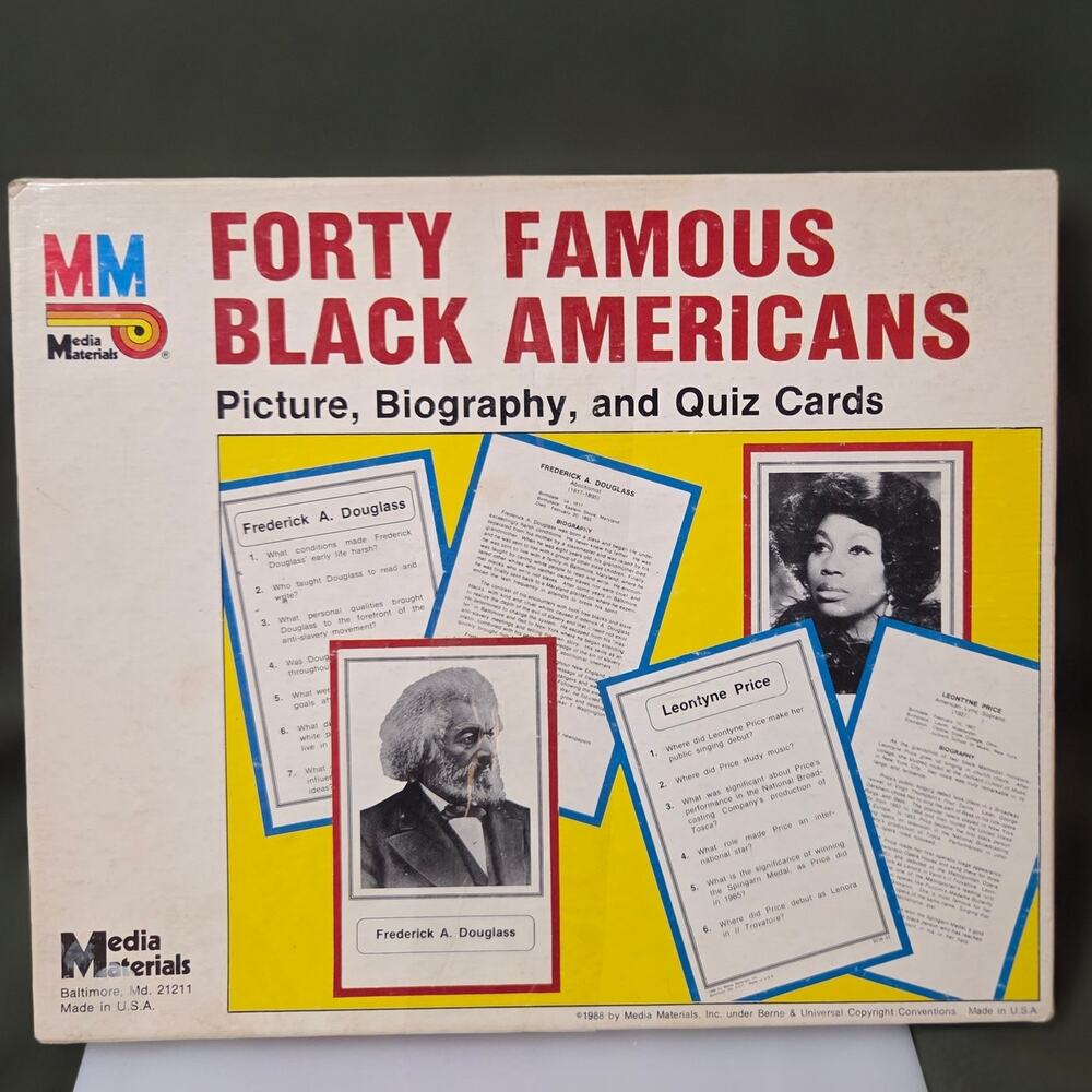Vintage 1988 Forty Famous Black Americans Flash Cards Kit 72/80 Hank Aaron
